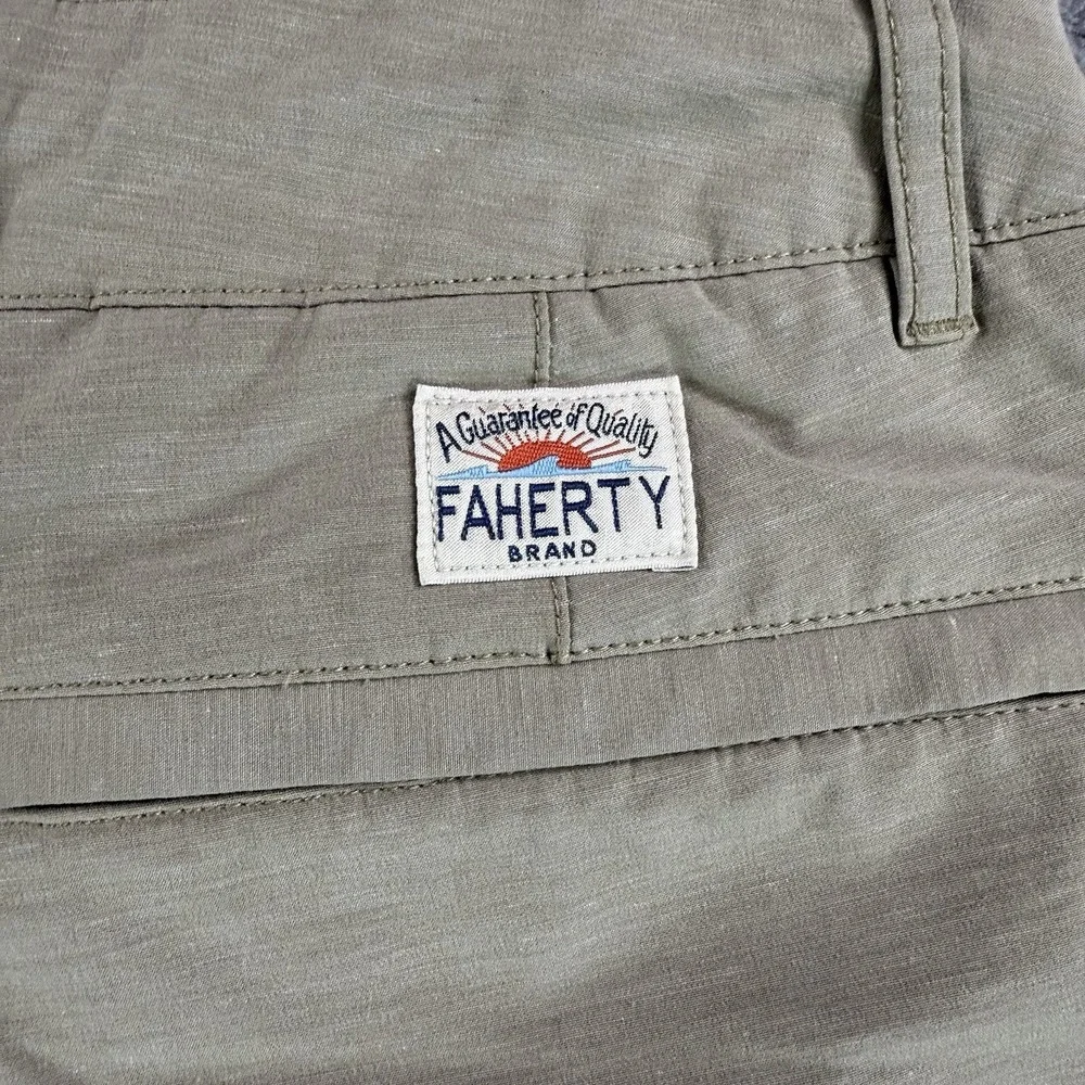 Faherty All Day Shorts Mens 29 Khaki Stretch Drawstring Hybrid Casual Beach